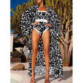 Bikini Bodysuit Swimwear Women With Kimono Bathing Suit Summer New Splice Print Beachwear Holiday Bikini Cover Ups Outfits