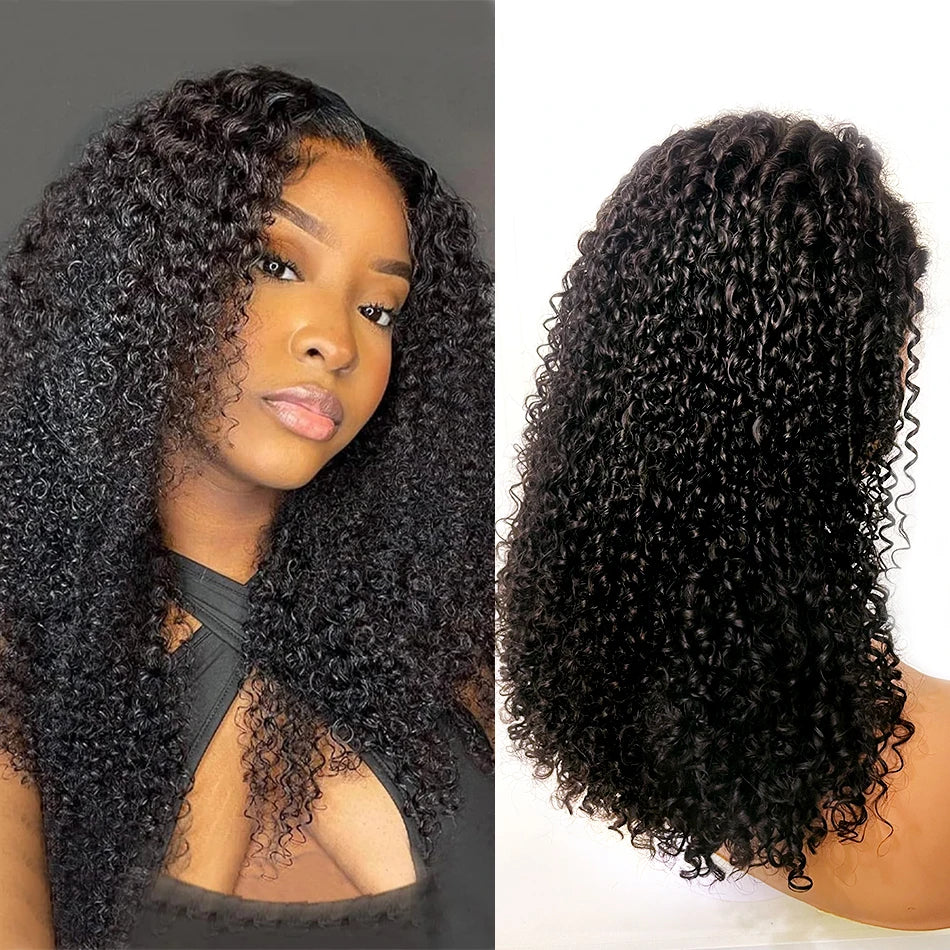 12A Ombre Double Drawn Hair Afro Kinky Curly Lace Frontal Wigs 13x4 HD Lace Bouncy Curly Wear and Go Glueless Wigs Pre Plucked