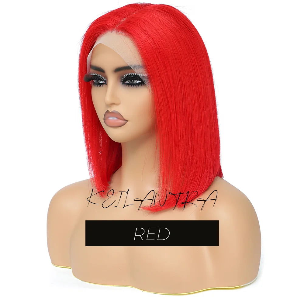 Orange Bob Wig Human Hair 13x4 Lace Front Wig 180% Density Short Straight Frontal Bob Wig Transparent Lace 350 Color Wig Ginger
