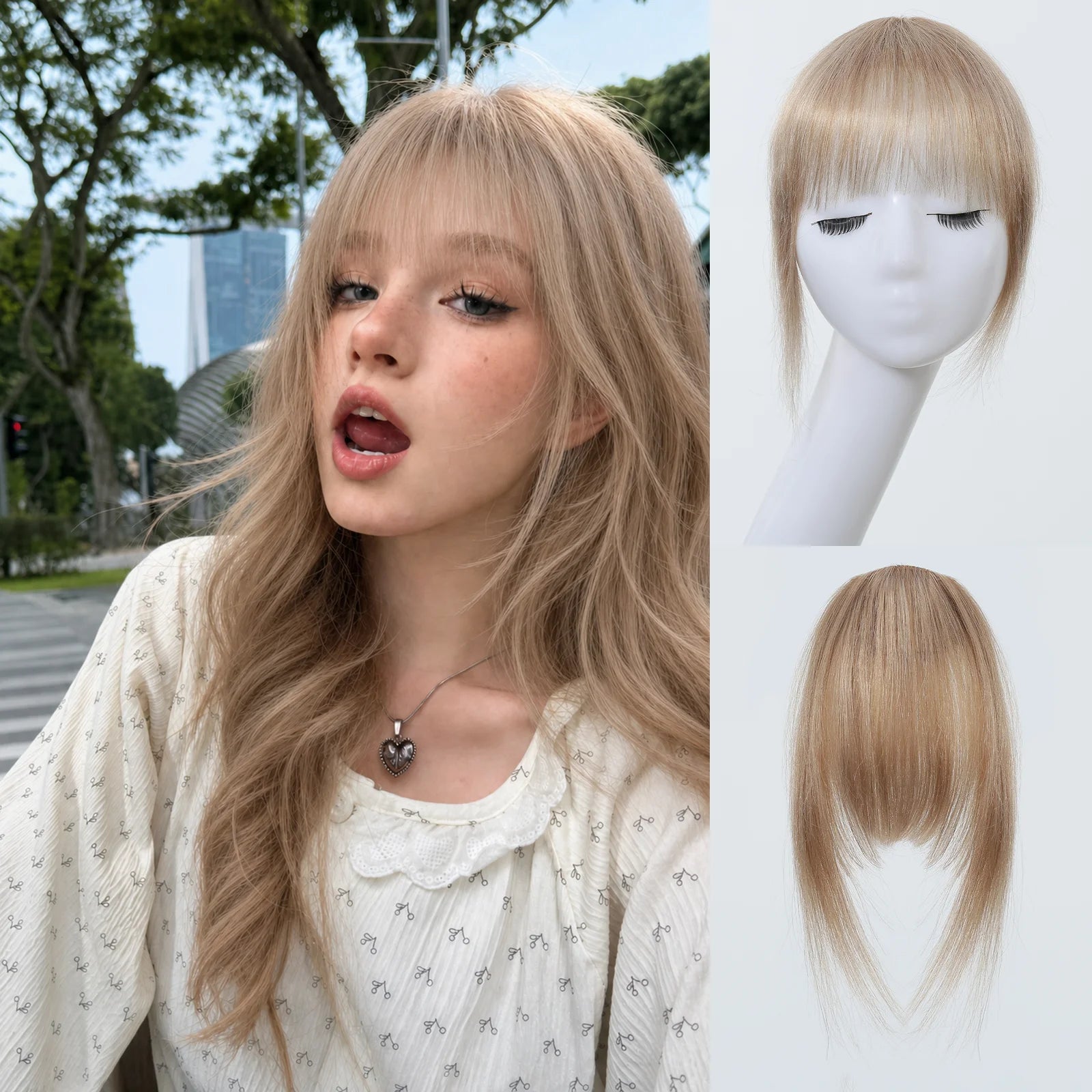 Ginger Orange Human Hair Bangs Clip In Wispy Fringe With Temples Hair Extensions For Women Natural Look 100% Real Human Hair