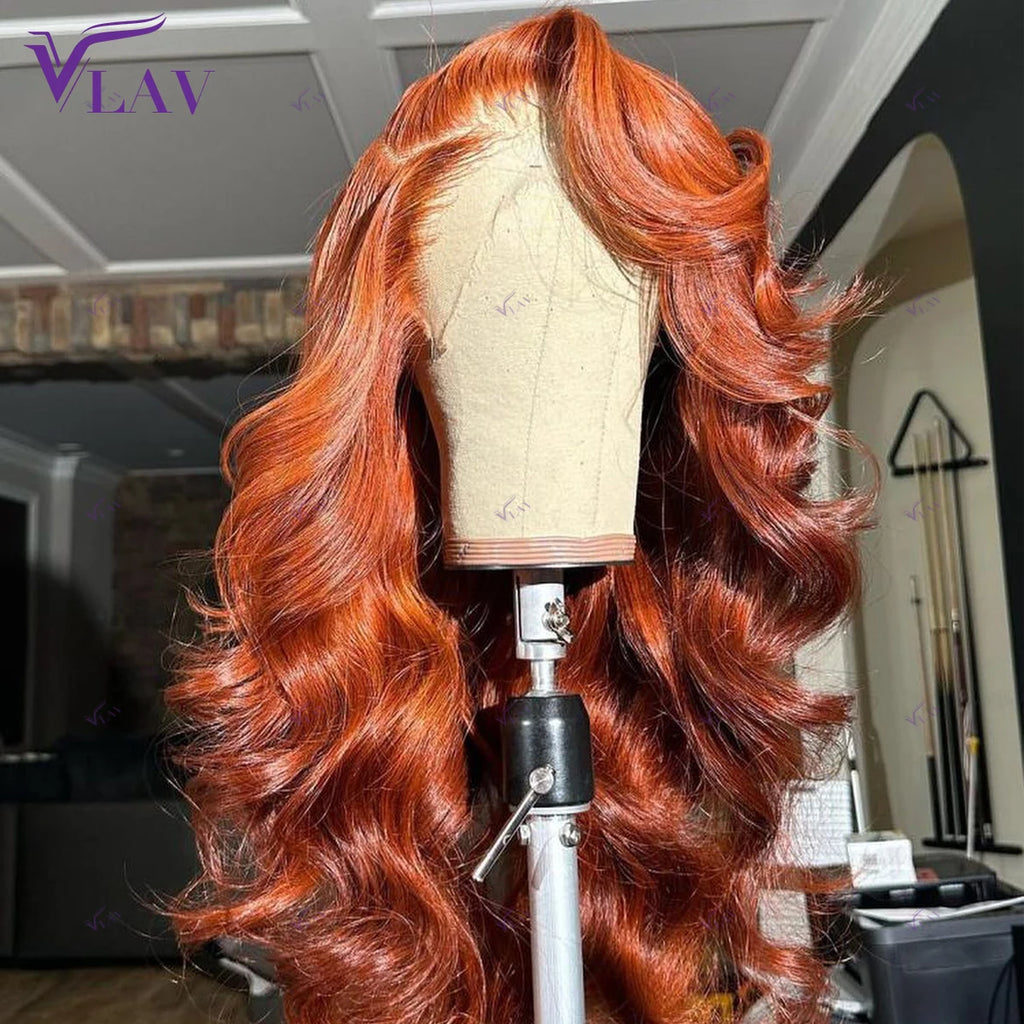 Ginger Color Glueless Wig 250 Density Body Wave 360 Full Lace Wig Wear And Go 13x6 HD Lace Front Wig Preplucked Lace Wig VLAV