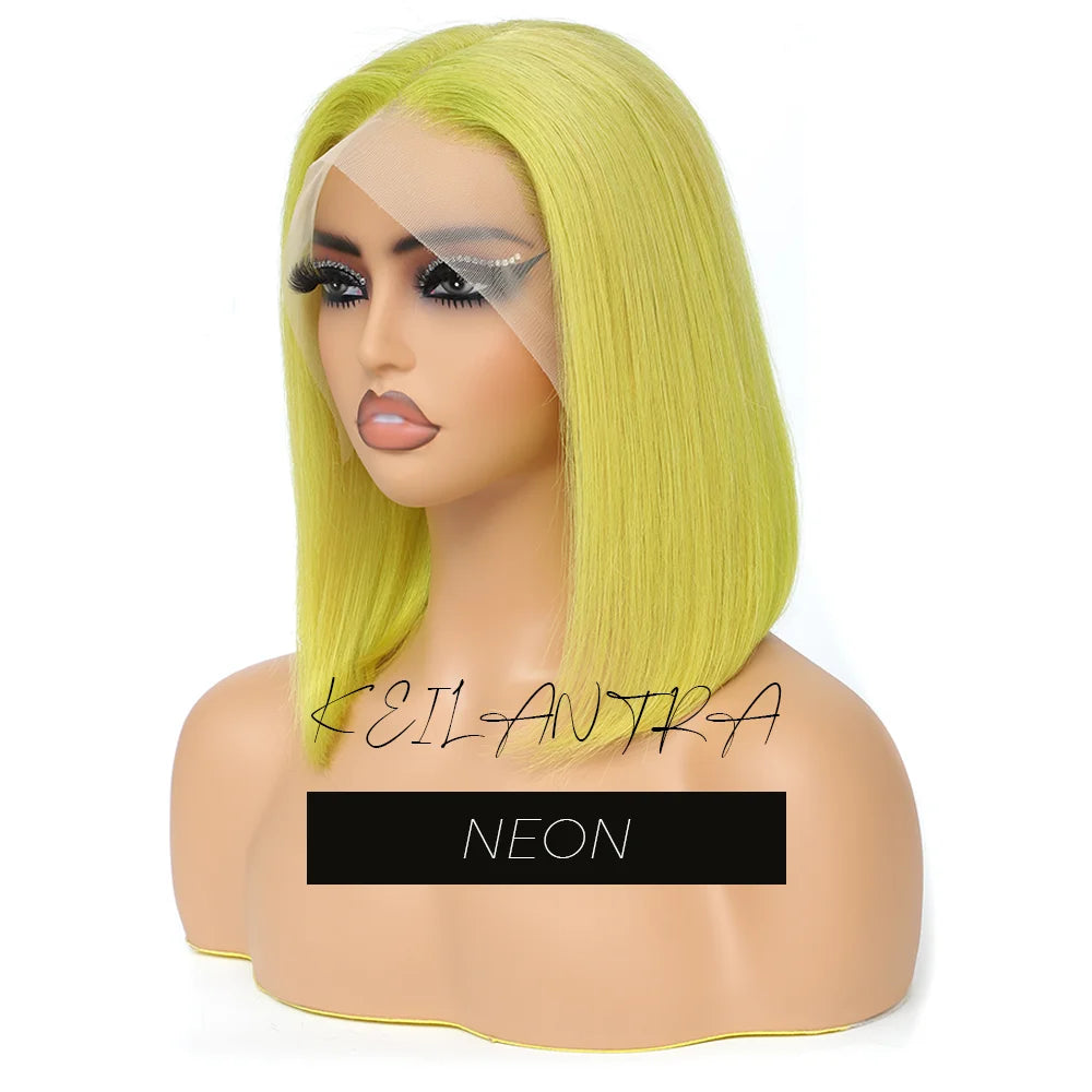 Orange Bob Wig Human Hair 13x4 Lace Front Wig 180% Density Short Straight Frontal Bob Wig Transparent Lace 350 Color Wig Ginger
