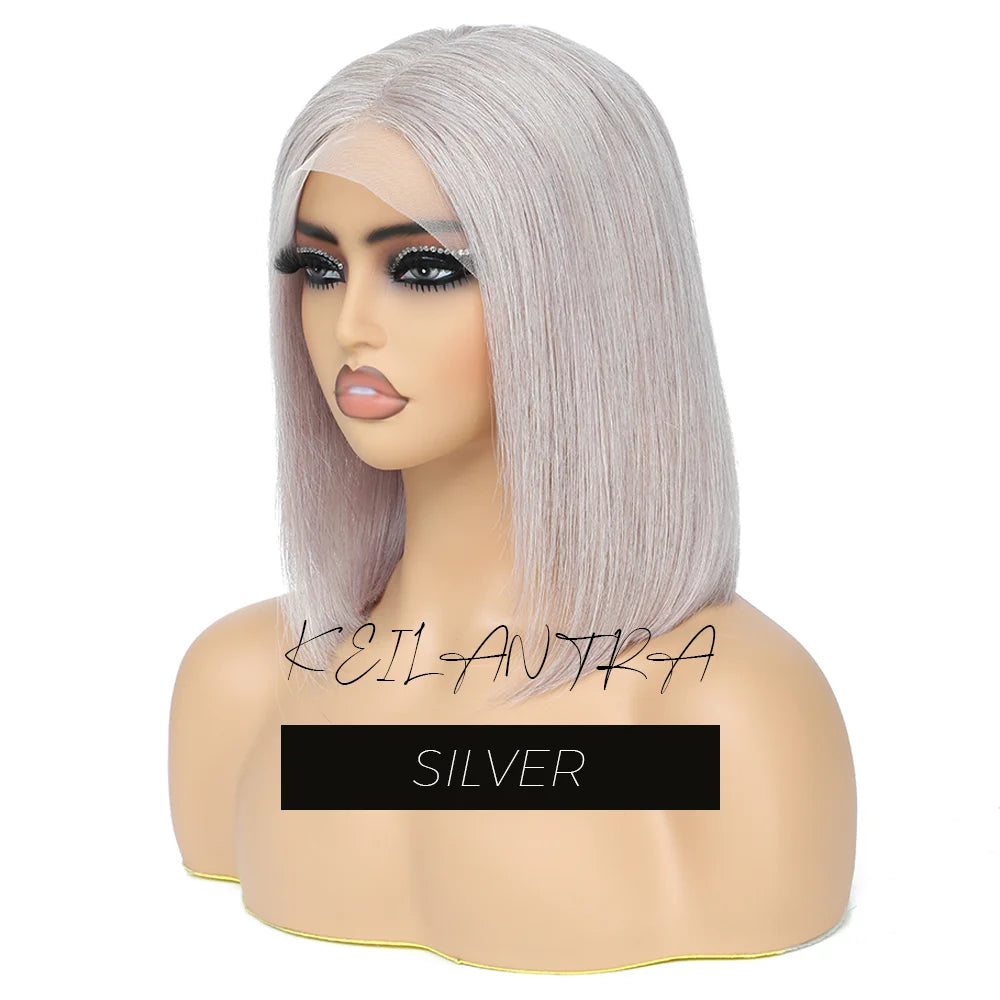 Orange Bob Wig Human Hair 13x4 Lace Front Wig 180% Density Short Straight Frontal Bob Wig Transparent Lace 350 Color Wig Ginger