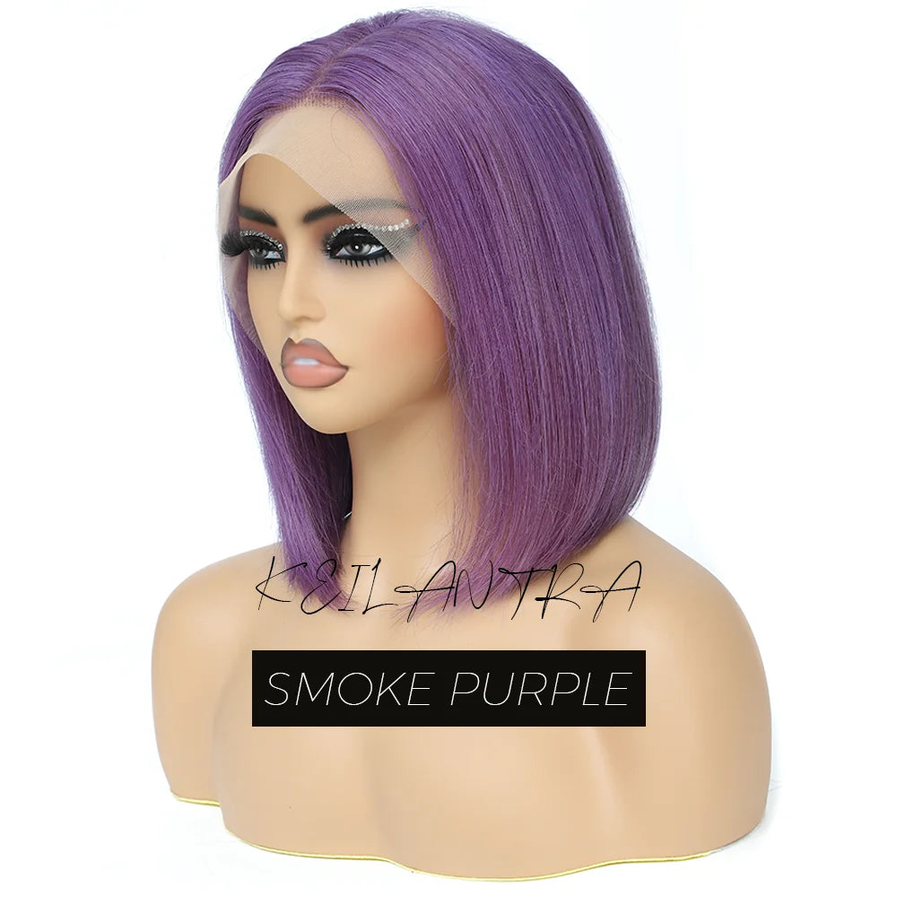 Orange Bob Wig Human Hair 13x4 Lace Front Wig 180% Density Short Straight Frontal Bob Wig Transparent Lace 350 Color Wig Ginger